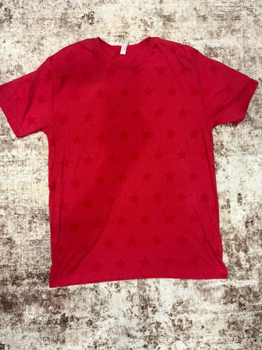 Code Five Red Tone-on-Tone All-Over Star Print Crewneck T-Shirt – Size Large